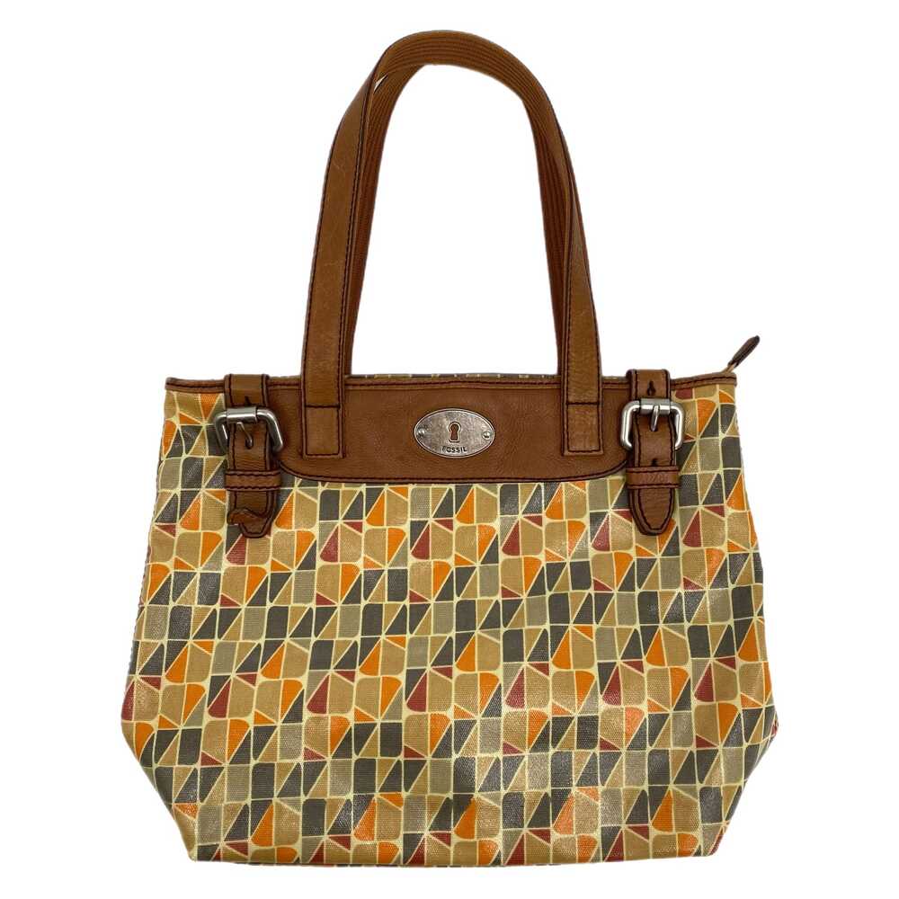 Fossil Brown Orange Geometric Pattern Tote Bag | Women’s OS